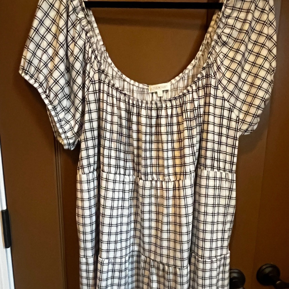 White-Black Plaid Dress